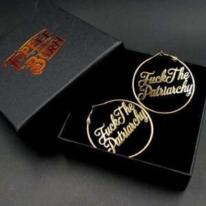 Gold F*ck The Patriarchy Hoop Earrings